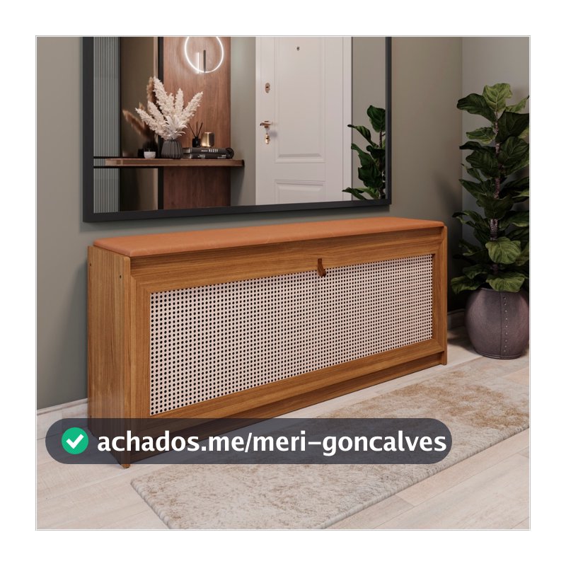 Banco Sapateira 130cm Madeira com Assento Almofadado Corino Organizador para Quarto Ofertamo