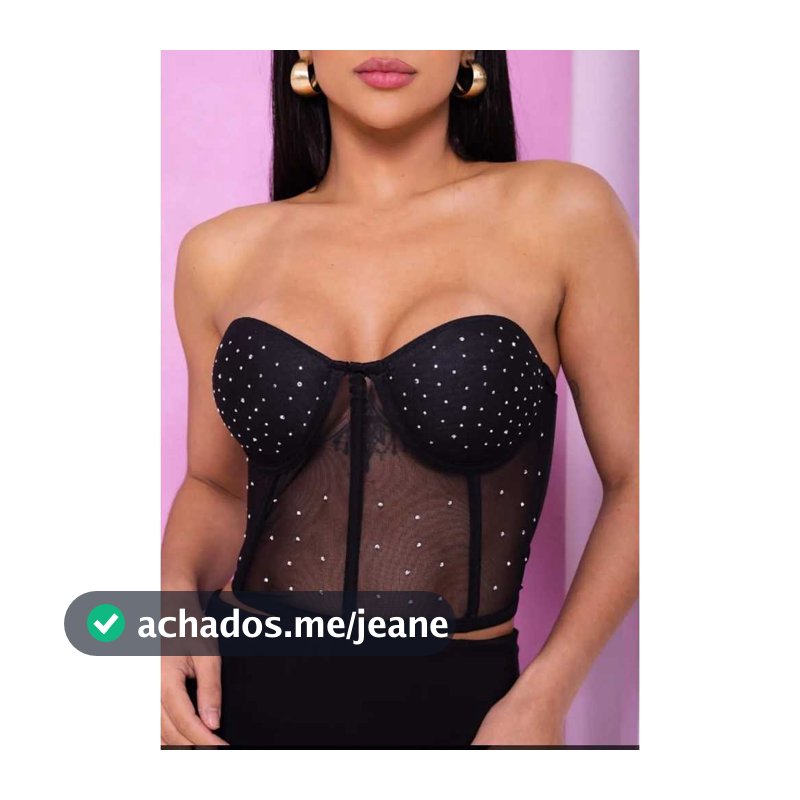 Cropped Corset Strass Feminino Tomara Que Caia com Bojo e Tule Transparente