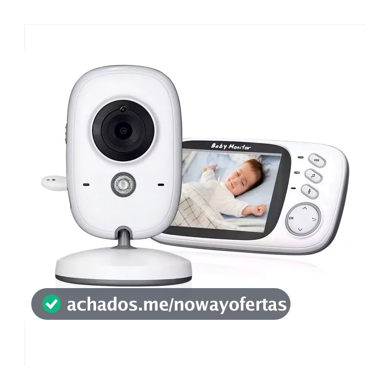 Babá Eletrônica 2.4GHz com Câmera e Monitor LCD 3.2 Pol Canções de Ninar VOX e Longo Alcance