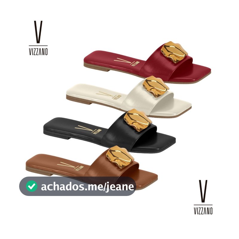 Rasteira Feminina Tamanco Vizzano Detalhe Metal Ref: 6553.100