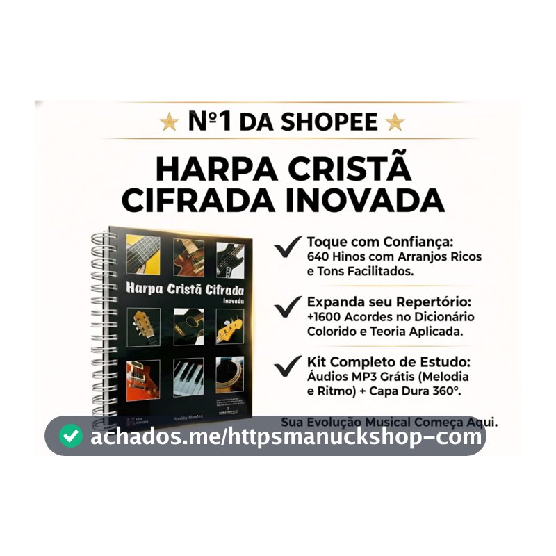 Harpa Cristã Cifrada Inovada Capa Dura | 640 Hinos p/ Violão Teclado + Dicionário e MP3
