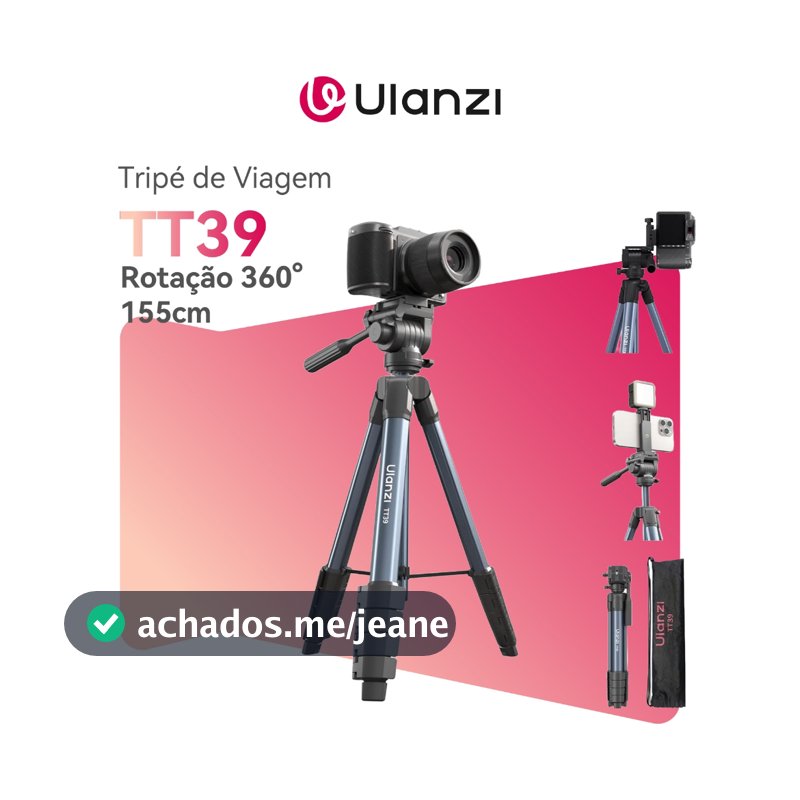 ULANZI TT39 Tripé de Viagem 155cm com Rotação 360°, Leve para DSLR e Celular