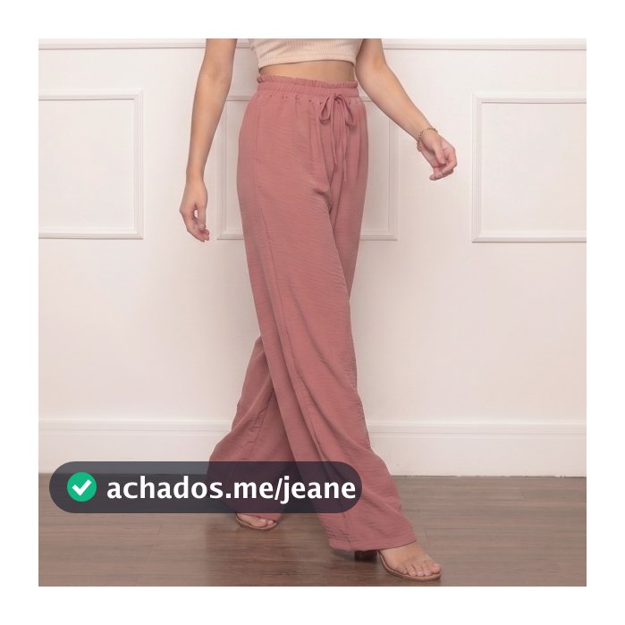 Calça Pantalona Duna Feminina Cinutura Alta Com Ajuste Na Cintura e Bolsos Laterais