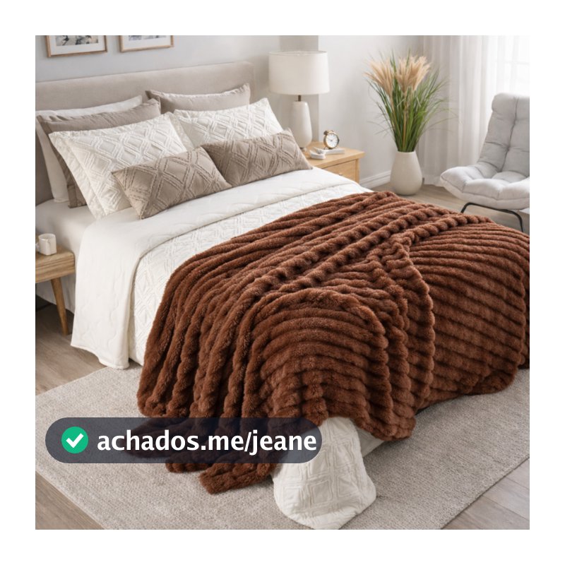 Manta Canelada Casal 2,20x1,80 Aveludada Macia Quentinha Sofá Cama