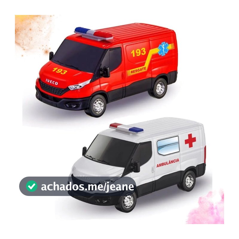 Iveco Daily Resgate Carrinho Brinquedo Carro Van Iveco Daily Ambulancia C/ Acessorios