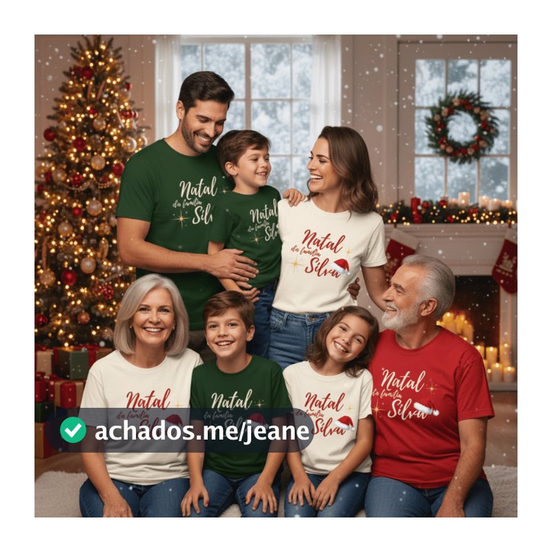 Camiseta Natalina Personalizada Com Nome Da Sua Família Camisa Natal Nome 100% Algodão