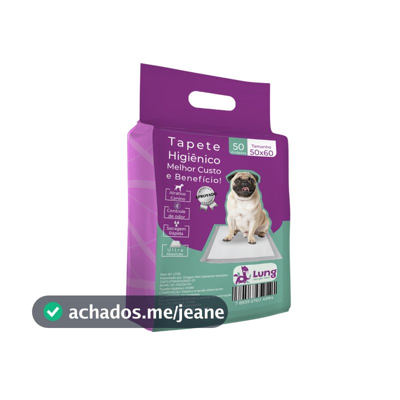 Tapete Higiênico 50x60cm 50 Unidades p/ Cachorro Roedor Pet Absorvente Fita Colante Envio Imediato