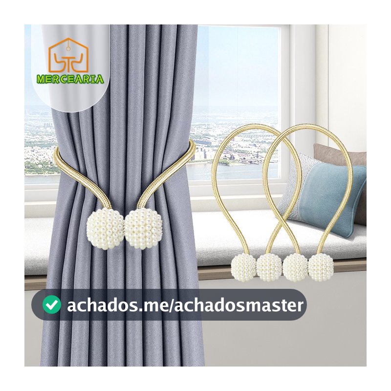 4 Pcs Langsir Ímã Cinto De Cortina De Tecido Corda Imitação De Pérolas Fivela Soco Livre De Volta Clipe