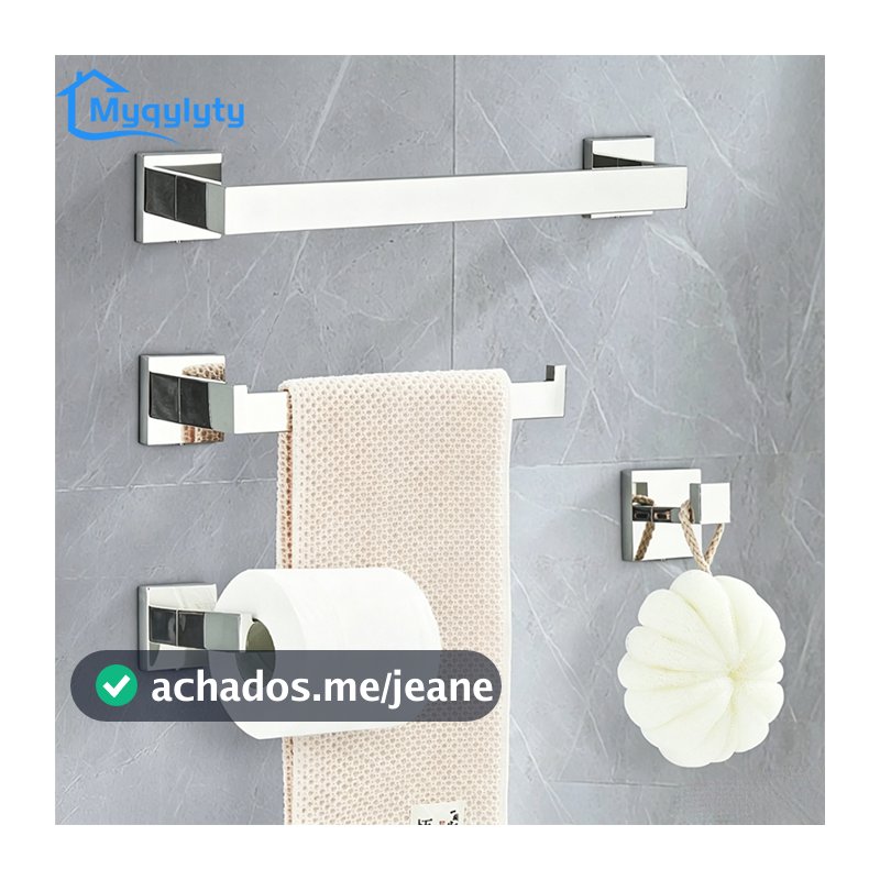 Conjunto de luxo de 4 peças para banheiro em aço inox, toalheiro cromado de parede, 40/60 cm
