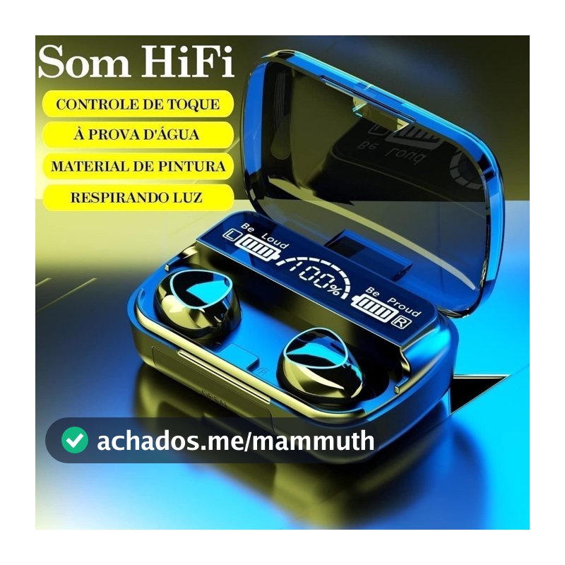 Fone Bluetooth Sem Fio com Power Bank Display Digital Touch TWS Caixa Carregadora Alta Bateria