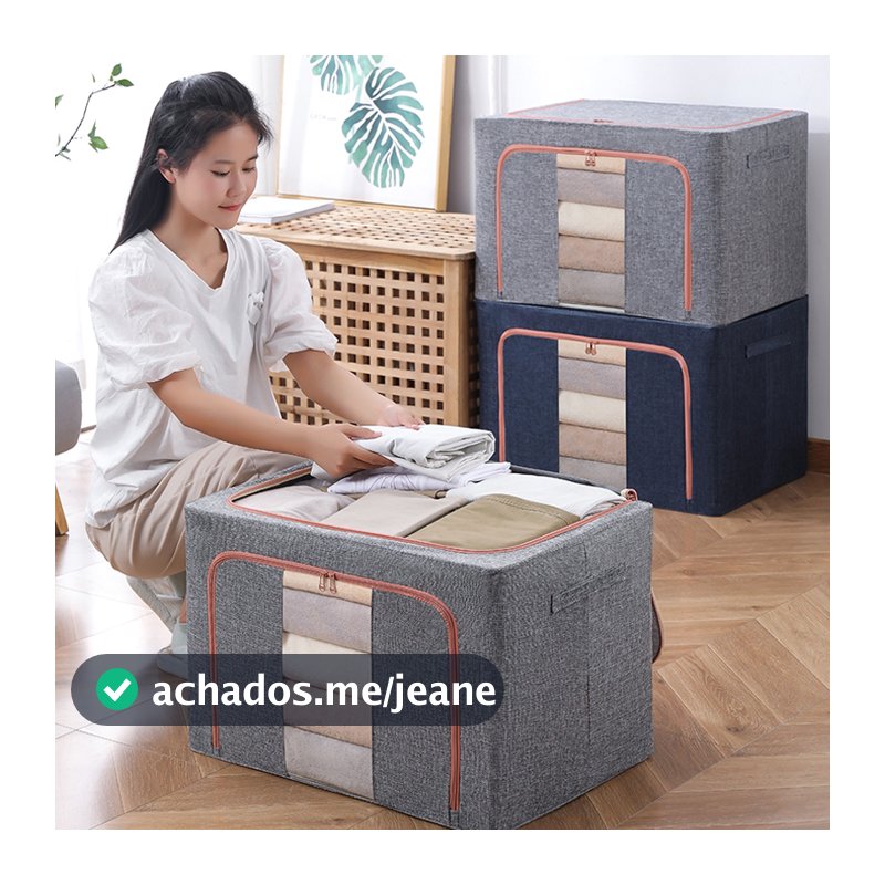 Caixa Organizadora Roupas Saco Organizador Guarda Roupa Dobrável Edredom Brinquedos Antimofo Zíper