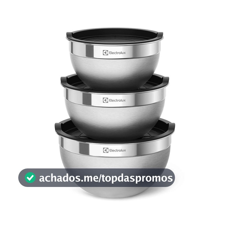Conjunto Bowls de Inox Electrolux com Tampa Plástica 3 Peças