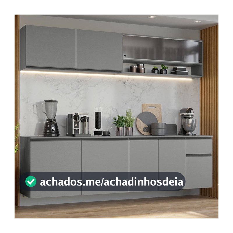 Armário de Cozinha Completa 240 cm Suspenso Nice Madesa 04