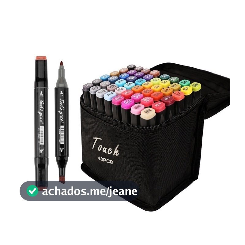 Kit 48 peças Caneta Marcadora Com estojo Ponta Grossa e Fina Aquarela papelaria Escolar Escritório