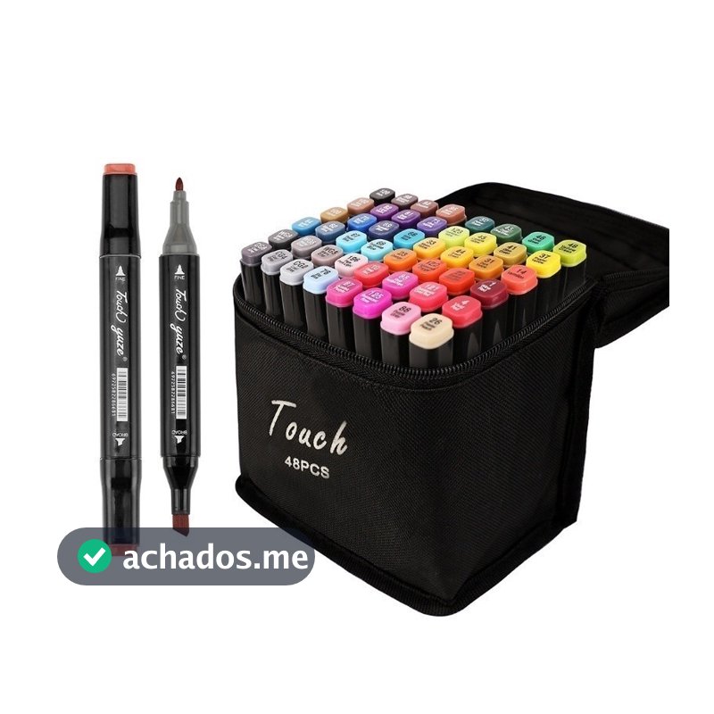 Kit 48 peças Caneta Marcadora Com estojo Ponta Grossa e Fina Aquarela papelaria Escolar Escritório