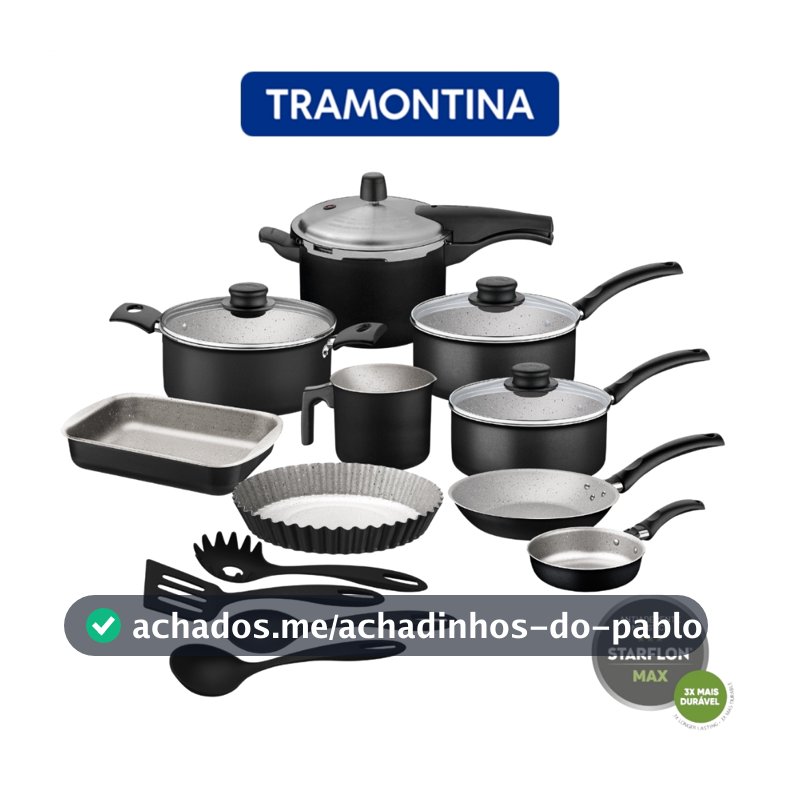 Jogo De Panelas Antiaderente Tramontina 13 Peças Com Panela De Pressão e Utensílios