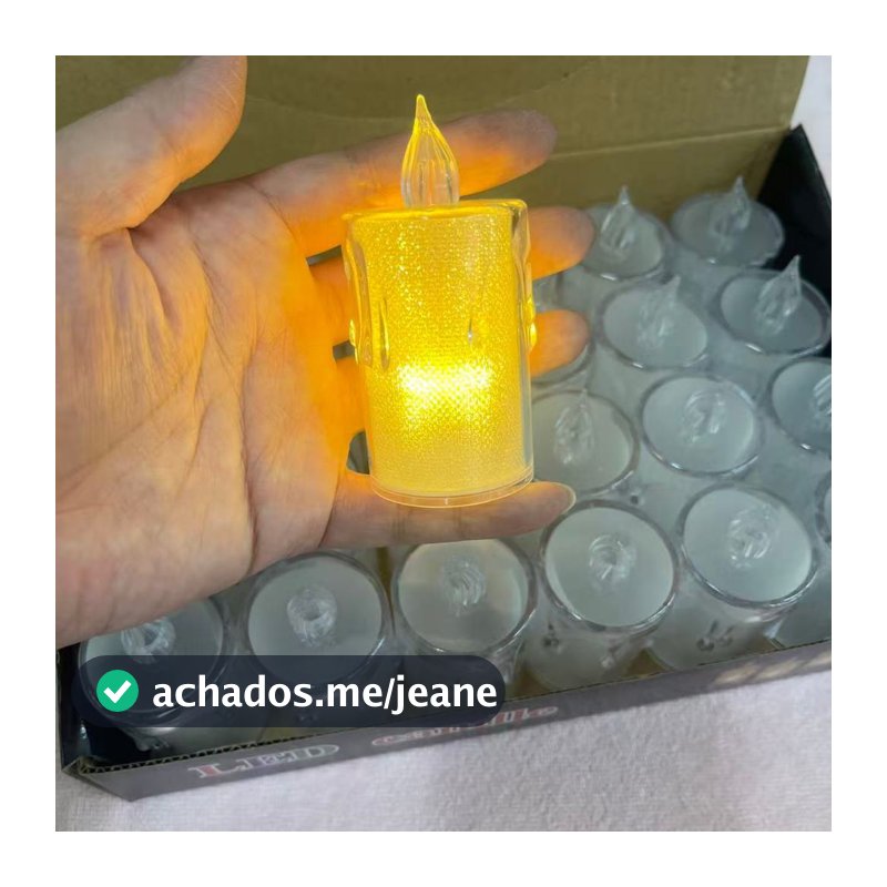 KIT 24 PECAS VELA LED TRANSPARENTE  P  M  G .PARA FESTA  ,  NATAL  A-E