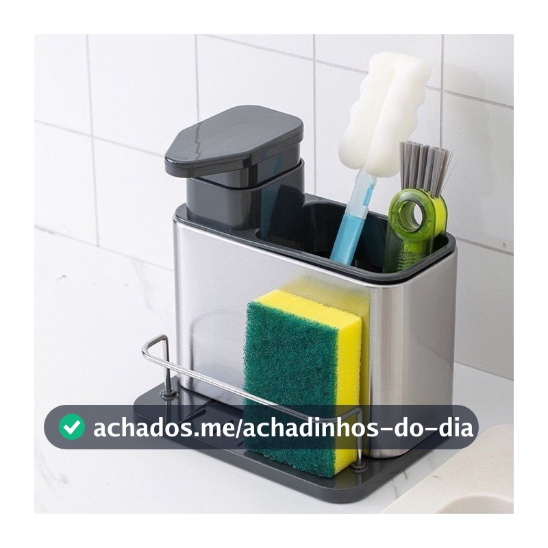 Porta Detergente Rack Armazenamento De Cozinha Organizador Dispensador De Sabão Aço Inox Para Pia
