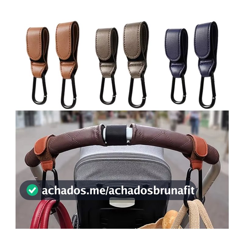 Gancho Para Carrinho De Bebê , Organizador Ajustável De Couro PU Bolsas De Fraldas , Viagem Essencial