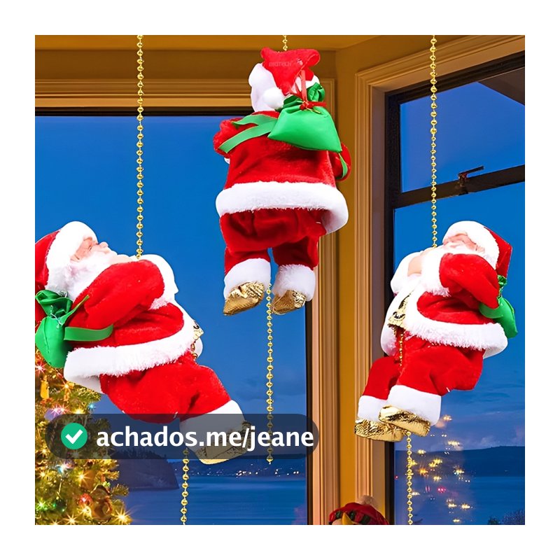 Papai Noel Elétrico Natal Escalando Corda Com Música E Movimento Vermelho Decoração De Natal