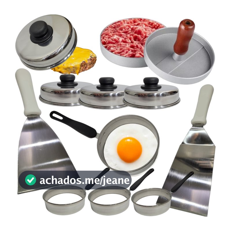 Utensílios Cozinha Hamburgueria Completo 9 Peças Inox e Alumínio Profissional