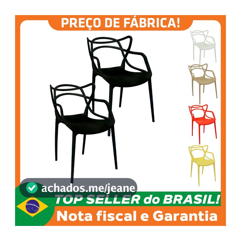 Kit 2 Cadeiras Allegra Design Cozinha Sala de Estar Jantar Empilhável