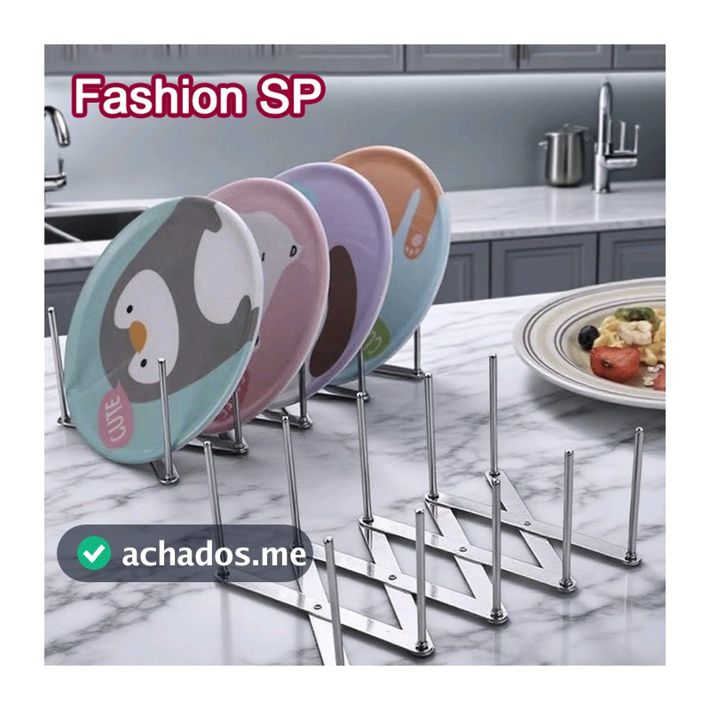 Suporte Expansível De Prateleira De Prato De Aço Inoxidável Para Cozinha