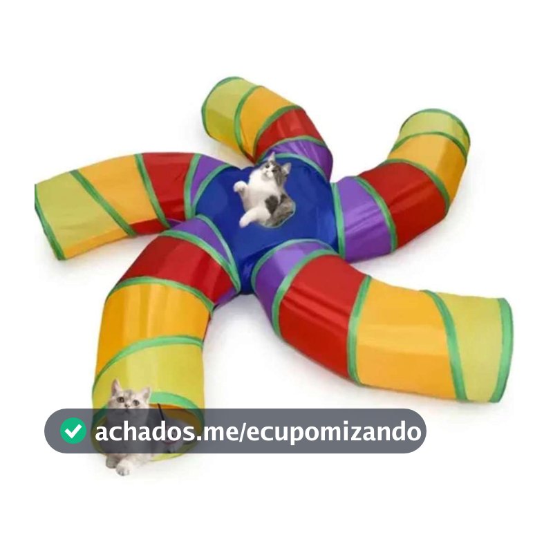 Túnel Dobrável para Gatos em T | Brinquedo com 3 Saídas e Janela, Diversão Felina