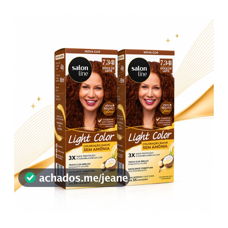 Kit 2 Coloração Light Color Tintura 7.341 Doce de Leite Salon Line Sem Amônia