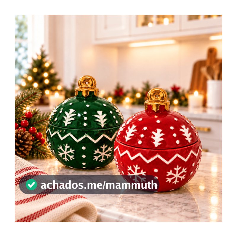 Pote Bomboniere Natalina Com Tampa Natal Louça Bola de Natal Decoração Cerâmica