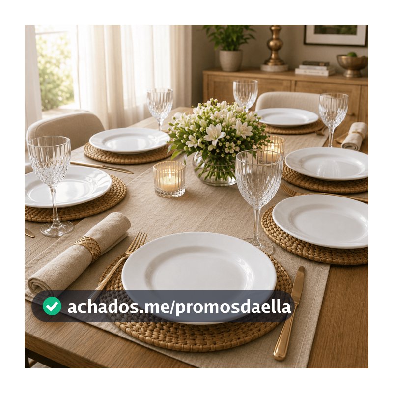 Jogo 6 Pratos Rasos 26cm Opaline Branco Liso Mesa Posta
