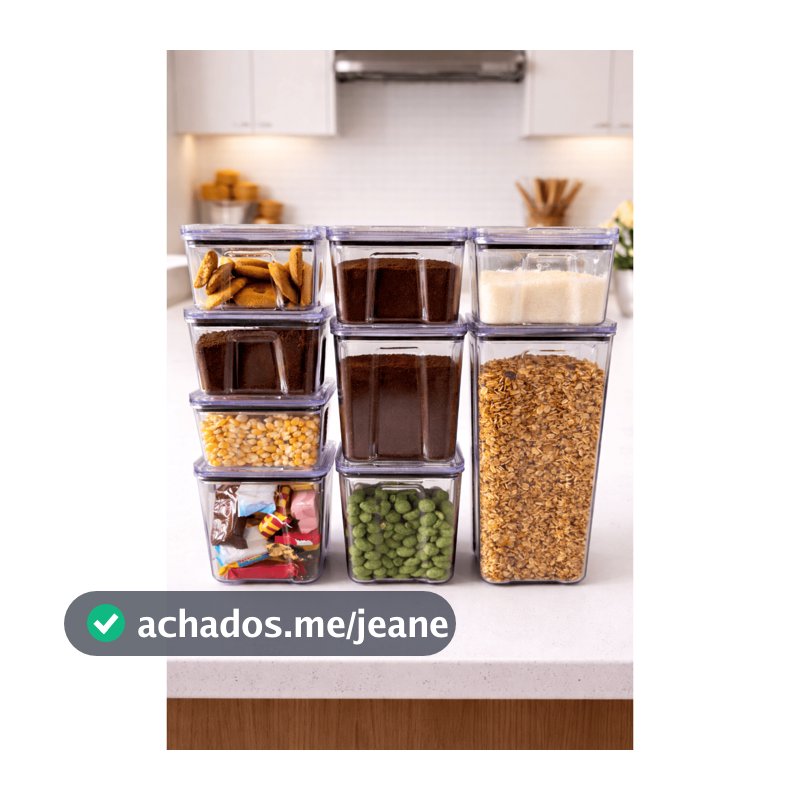 Kit 8 Pote Hermético Empilháveis Porta Mantimento Cozinha Organizador Rebirth
