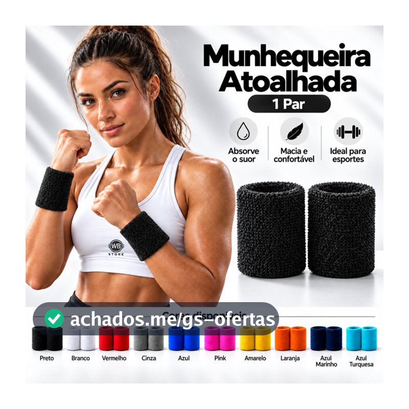 Munhequeiras Par Pulso atoalhada Unissex Masculino Feminino Tênis Academia Treino Crossfit Basquete