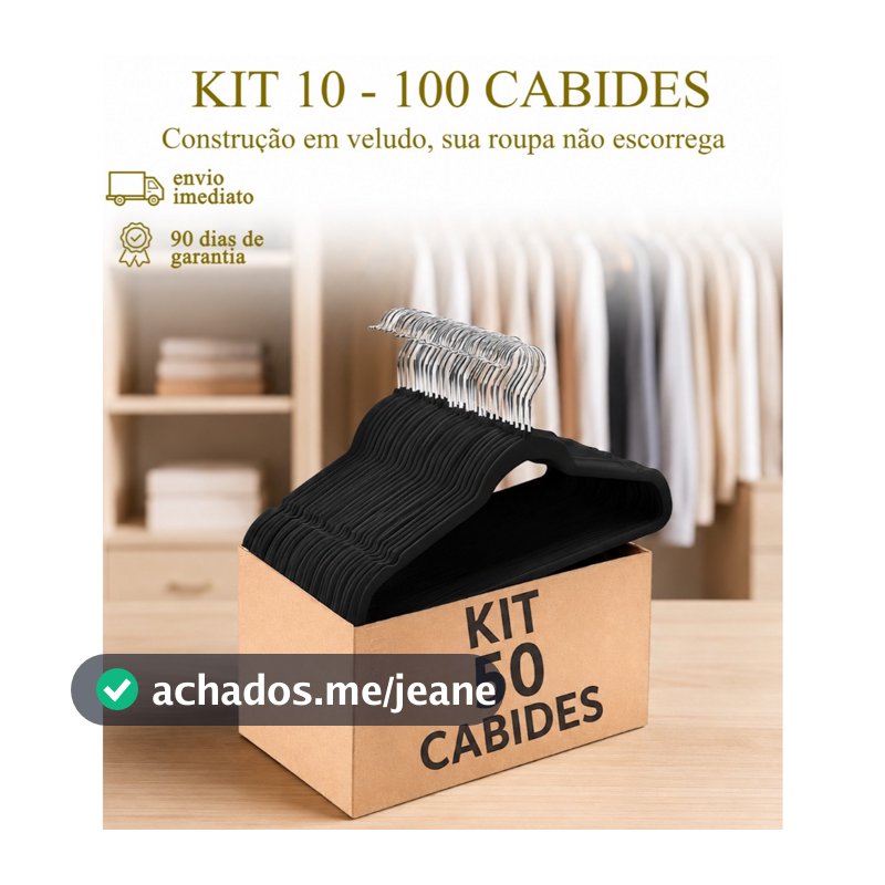 Kit 10/50/100 Cabides De Veludo Preto Slim Resistente Antideslizante Rotação 360° Ultrafino Moderno