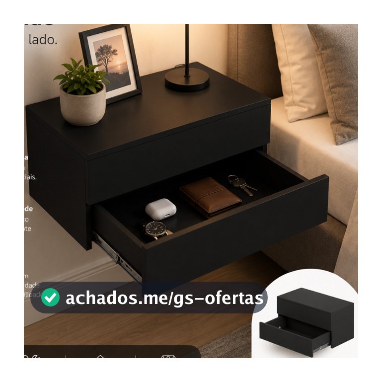 Aparador Suspenso Com Duas Gavetas Organização e Praticidade - Mesa de Cabeceira Suspensa 60 Cm
