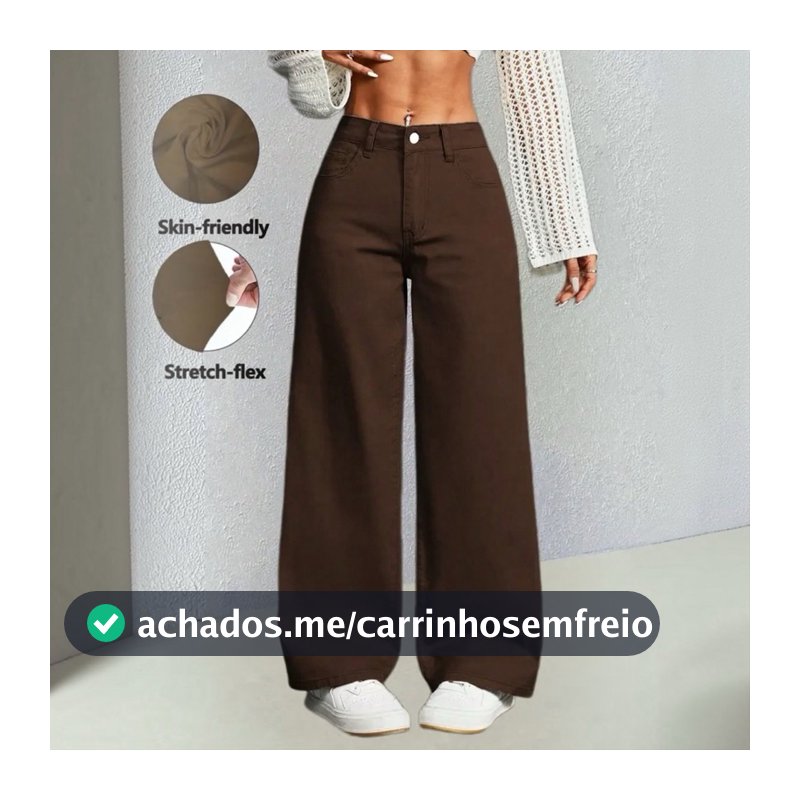 calça jeans wide leg feminina tecnologia empina bumbum e cintura alta de melhor qualidade super tendência