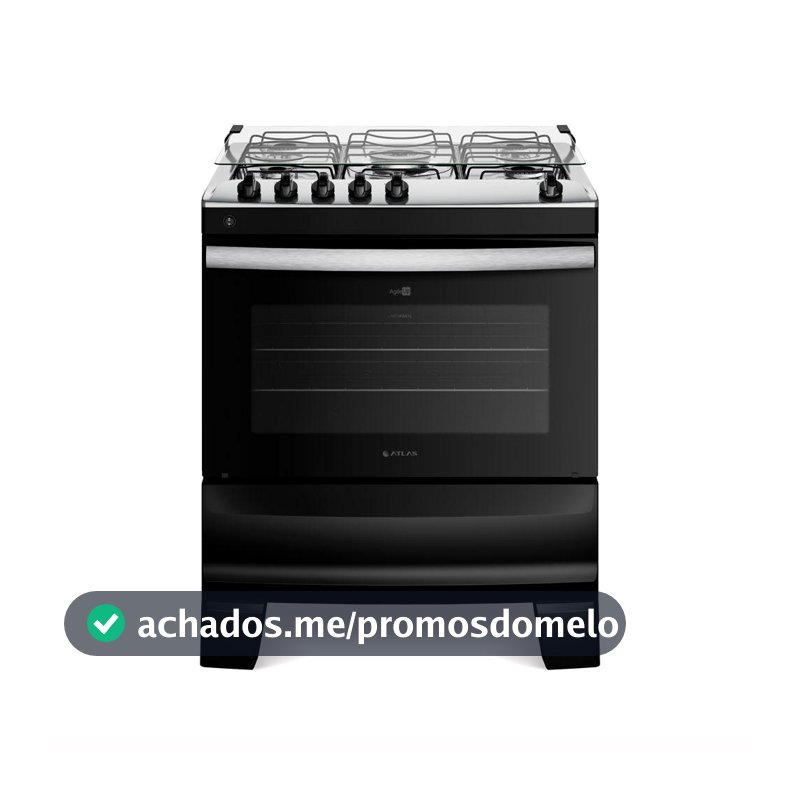 Fogão Atlas 5 Bocas Com Mesa de Inox Agile Up Preto Bivolt