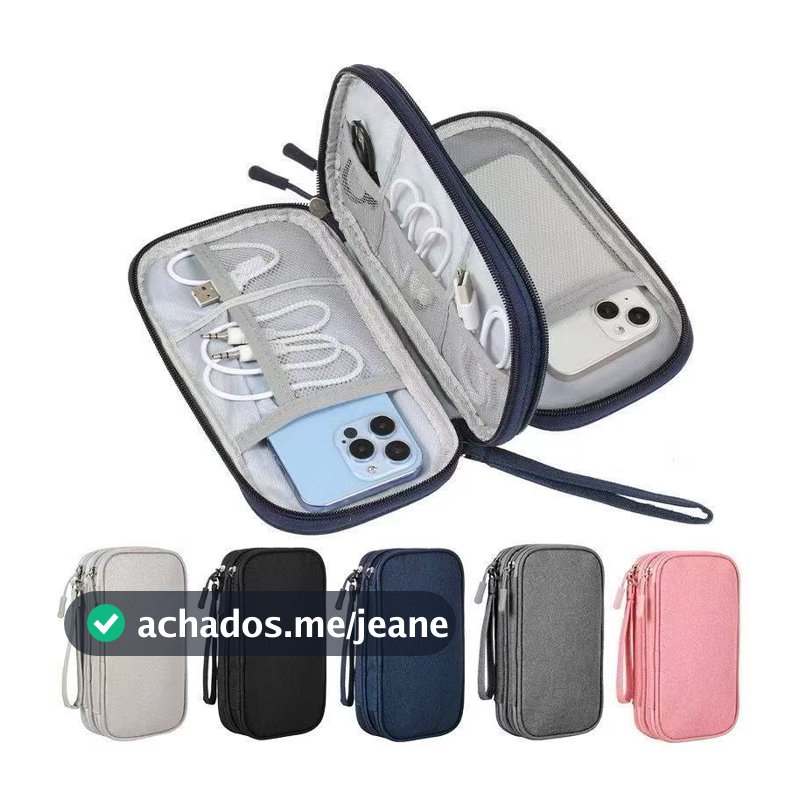 Necessaire organizadora bolsa portatil celular cabos fios  armanazamento