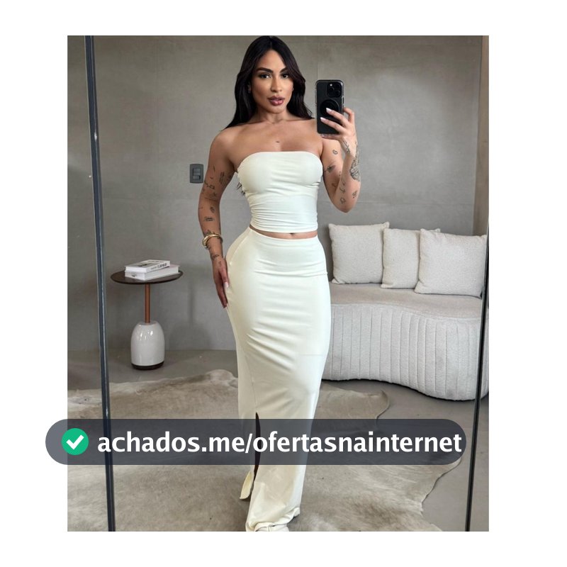 Conjunto Cropped Tomara que Caia + Saia Midi Fenda