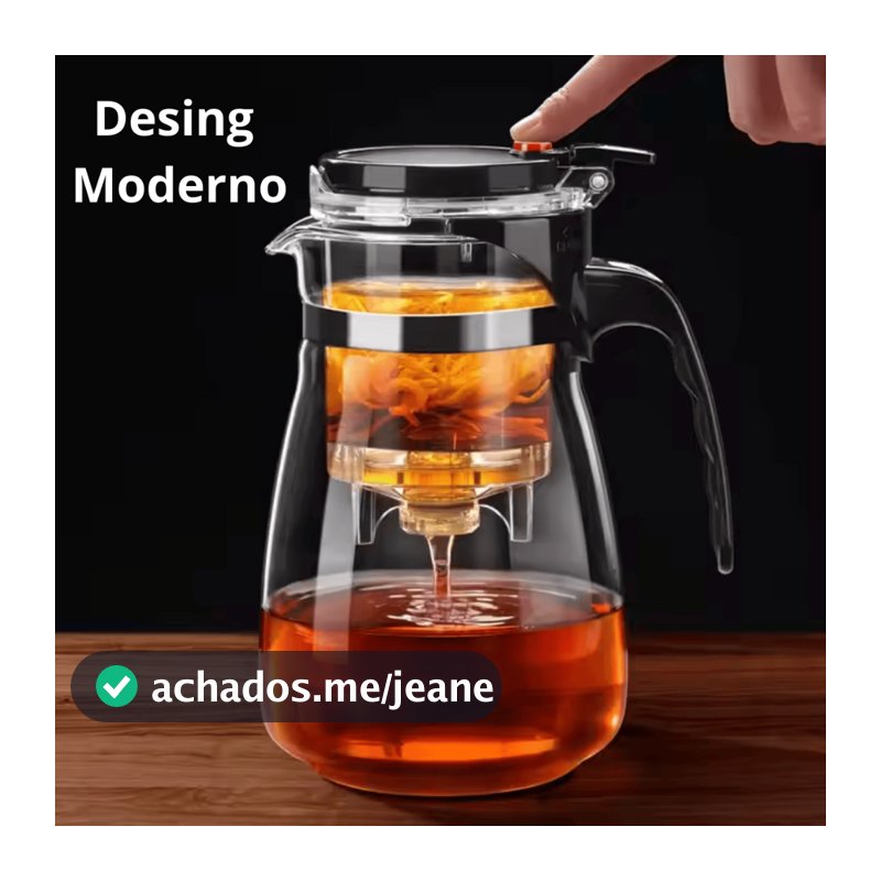 Bule Chaleira  Vidro Com Infusor Chá Jarra 900 Ml