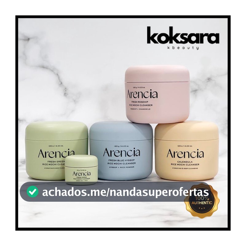 Arencia Fresh Green Rice / Fresh Rosehip Rice / Blue Hyssop / Calendula Mochi cleanser 120g / Fresh Green Rice 15g