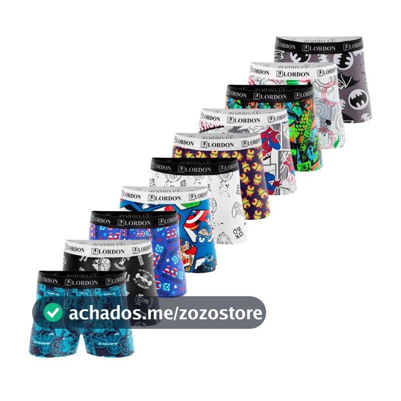 Kit 10 Cuecas Boxer Box Infantil Juvenil Menino Estampada