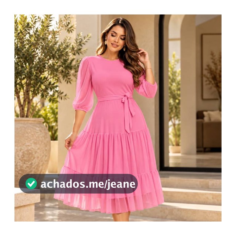 Vestido Luxo Tule Elegante Midi Forrado Modesto Solto Congresso Ceia Culto Uniforme Fardas Fardamento Plus