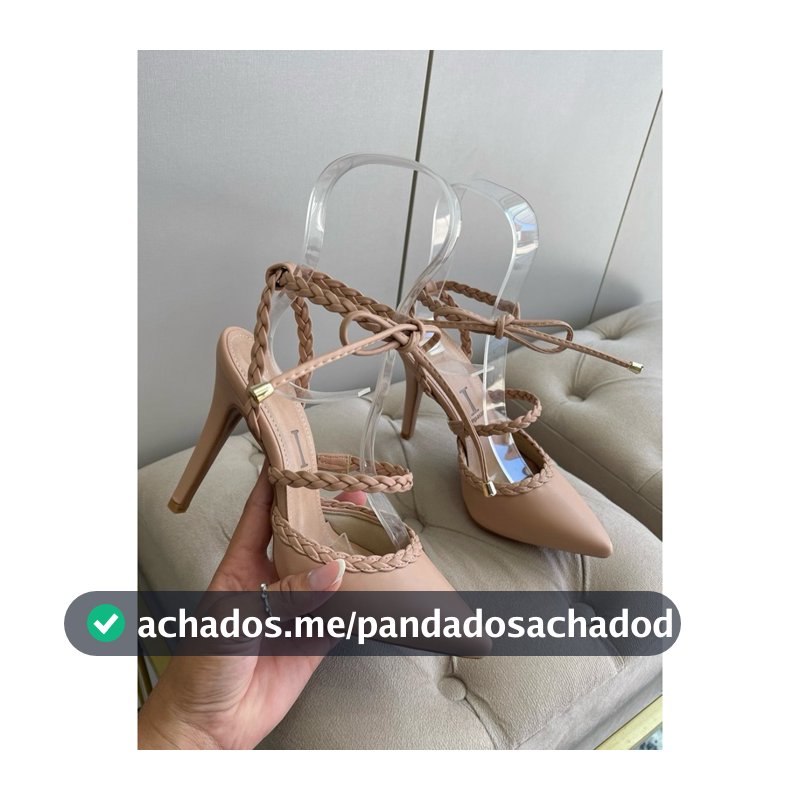 Sapato Feminino Scarpin Feminina Salto Alto com Amarração Trançada