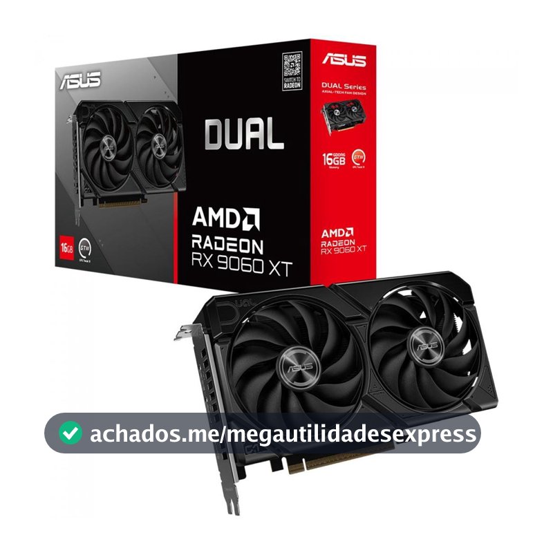Placa de Vídeo Asus AMD Radeon RX 9060 XT Dual, 16GB, GDDR6, FSR, Ray Tracing, 90YV0LG2-M0NA00