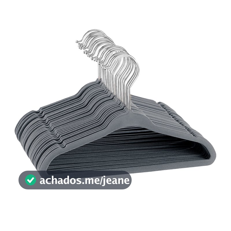 50 Cabides Veludo Cinza Slim Ultra Finos Antideslizante