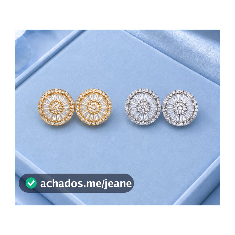 BRINCOS FEMININOS INSPIRAÇÃO PIZZA BANHADOS A OURO BRANCO / OURO 18K CRAVEJADOS PEDRAS DE ZIRCÔNIA