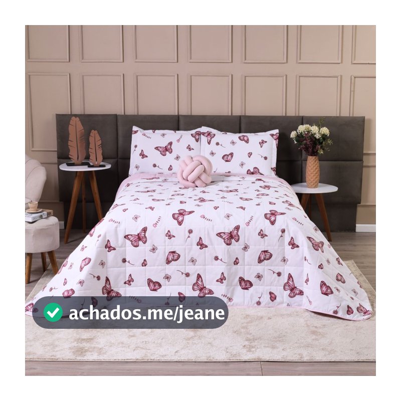 Kit Colcha Cobre Leito Casal Queen Dupla Face Elegance Algodão Percal 180 Fios 2,60m x 2,50m