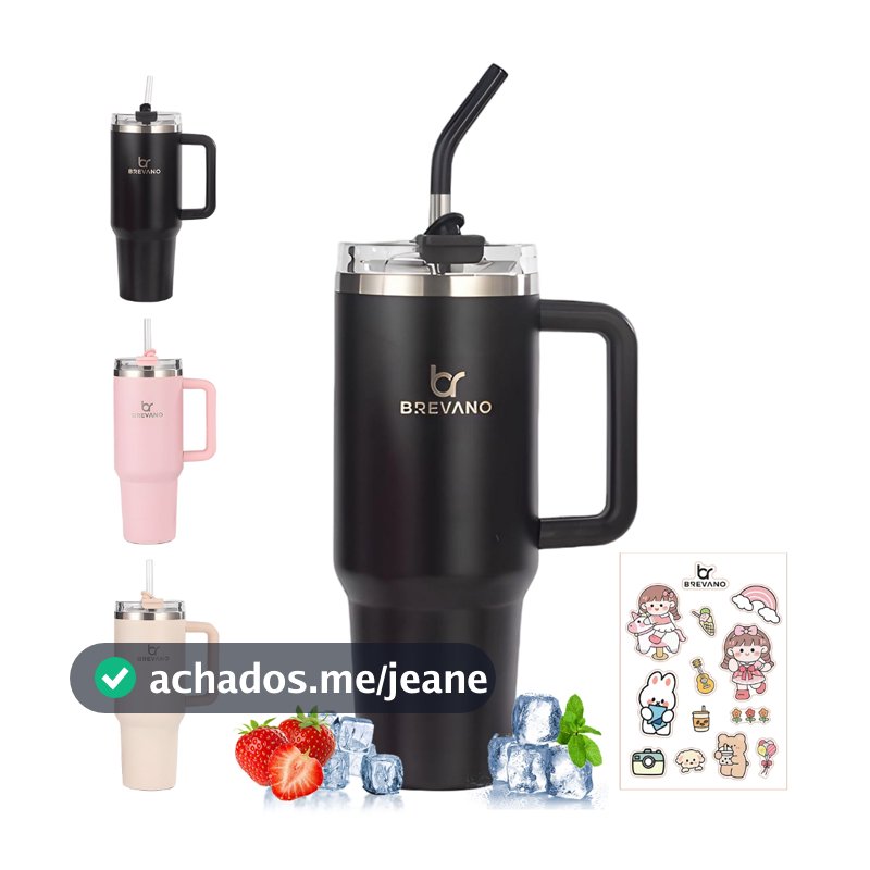Copo Térmico Grande com Tampa e Canudo 1.2l/1200ml Inox Portátil Garrafa Térmica Aço Inoxidável