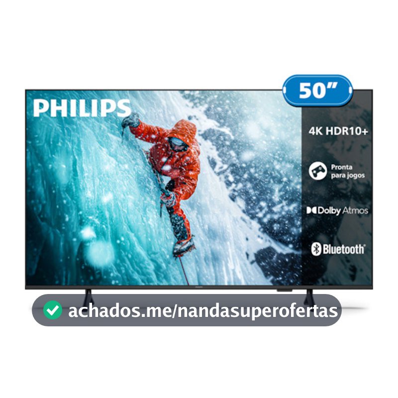 Smart TV Philips 50 Polegadas 4K 50PUG7300/78 UHD Titan OS Pixel Precise Comando de Voz